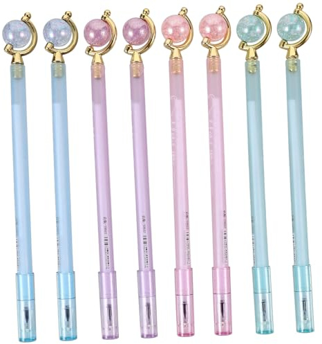Angoily 8 Bolígrafos de Gel con Diseño de Globo, Escritura y Cómodo Uso, Material Plástico Ligero para Escuela y Hogar, Colores Variados y Estilo Decorativo Único Estilo Aleatorio