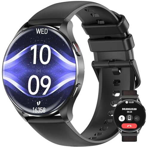 Blackview Smartwatch Herren Damen, 1,43'' AMOLED-Bildschirm, Virtuelle Always-On-Uhr, Fitnessuhr mit Telefonfunktion, tätigen/empfangen, Sportuhr, Schrittzähler, Puls-Schlaf-Monitor, für Android iOS