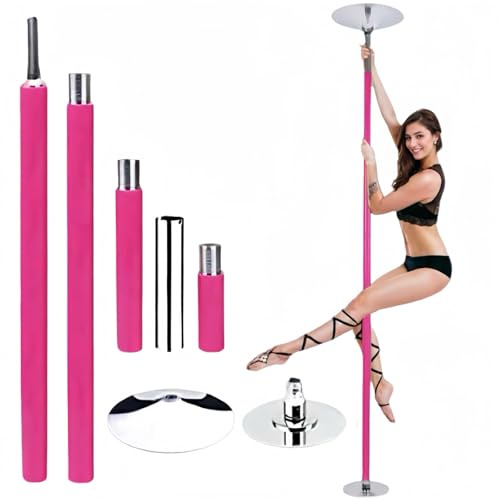 ZZBSOD Portable Professional Pink Silicone Dance Pole Kit,360 Spin and Static 2.2-2.7 M Stripper Pole, Height Adjustable Fitness Pole,Fitness Gym Equipment for Home Fitness,Exercise,Bar,Gym,Party