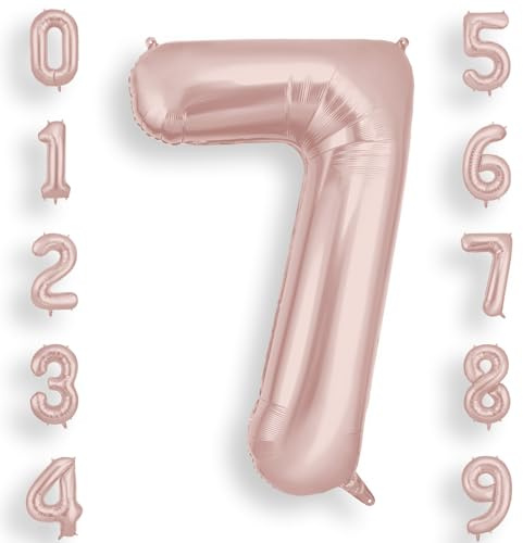 AOOSU Pink Helium Balloons, 40 Inches Number Balloons 7, Foil Birthday Balloon for Birthday Anniversary Wedding Party Decorations Celebration Supplies for Girls Women Men Boys