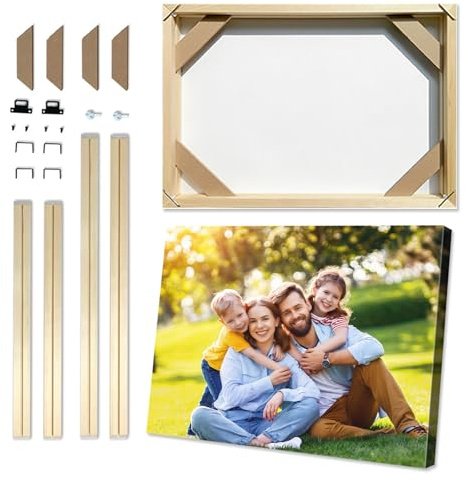 Vanshue Marco de lienzo de 40 x 50 cm, adecuado para lienzo de 45 x 55 cm, barras de bastidor, kit de marcos de madera para manualidades para pintura al óleo, pintura de diamantes, pósteres, varios