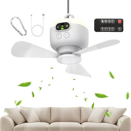 Genérico Ventilador de Techo para Exteriores, Ventilador De Techo Para Autocaravanas Con Mando A Distancia Inalámbrico, Potente Flujo De Aire Con Gancho Para Dormitorio Terraza Taller Cenador