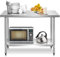 COSTWAY Edelstahl Küchentisch Arbeitstisch, Edelstahltisch mit Höhenverstellbarer Ablage, Zubereitungstisch Gastro Tisch, Ablagetisch für Küche Restaurant, Silber (122 x 61x 90cm)