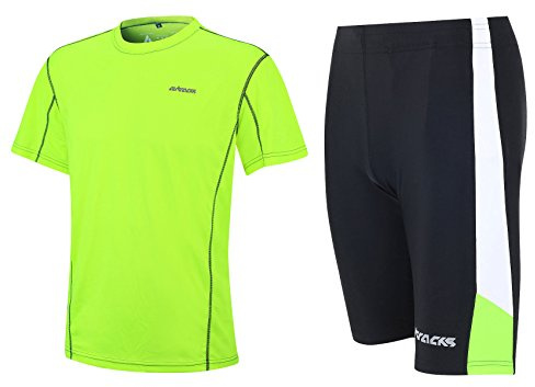 Airtracks Ensemble de course à pied avec short et t-shirt à manches courtes Pro Air - Noir fluo - Taille S
