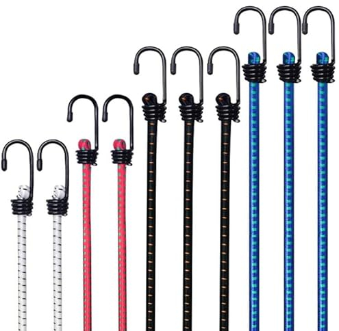 WeFine Pack of 10 Bungee Cords with Hooks Weatherproof & UV-Resistant Bungee Straps Heavy Duty Elastic Bungee Ropes for Caravan Camping RVs Trunks Luggage Racks
