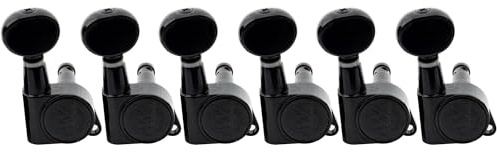 Wilkinson 6-in-line E-Z-LOK Mini Oval Button Guitar Tuners Machine Heads Tuning Pegs Keys Set for Fender Strat/Tele Electric Guitar, Black