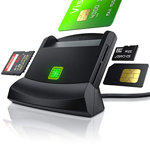 CSL - USB Chipkartenleser - SmartCard Reader - Cardreader - unterstützt Smart Cards und SIM Cards, Sdcard, Micro Sd - schwarz