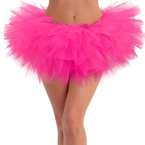 Hot Pink Tutu for Womens Adult Tutu Skirts for Women Hot PinkPlus Size Tutus Neon Tutus for Women Neon Tulle Skirt 80s