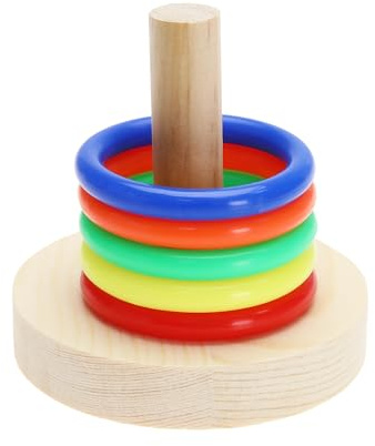 VGOL 1 lot de jouets d'entraînement en bois pour perroquets colorés avec anneaux empilables pour petits et moyens oiseaux