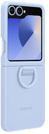 Samsung Silicone Case with Ring Custodia pieghevole in silicone con anello per Galaxy Z Flip6 | Z Flip7 FE, Blue