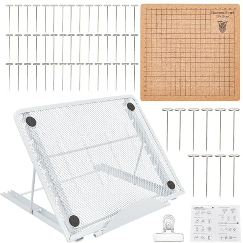 Macrame Board Set | Makramé och knutar skapelser kit | bräda för virkblockering, justerbart stativ för underlägg, säkrande och skapande, flätningsarmband