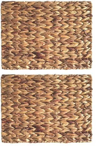 Large Rectangle Woven Placemats, 30 x 40cm 2 Pack Natural Water Hyacinth Kitchen Dinning Table Mats, Rustic Boho Heat Resistant Braided Farmhouse Placemats(Water Hyacinth(30 x 40cm)-Rectangle-2Pack)