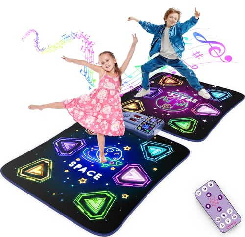Dance Mat Toys for 3-12 Year Old Girls Boys,Dance Mat for Kids with Light Up 12-Buttons, 2-Player Dance Toy for Toddler with 5 Modes,Birthday Xmas Gifts for 3 4 5 6 7 8 9 10+ Year Old Girls Boys Kids