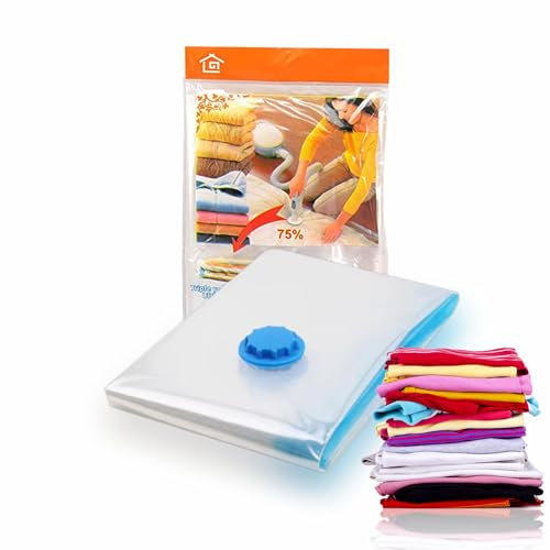 Vacuum Storage Bags Space Saver Bag Reusable Vacuum Seal Bags Compression Storage Bags with Airtight Valve Vacuum Bedding & Duvets Suitable for Home Storage Clothes Blankets Bedding Towel Pillow (1pc)