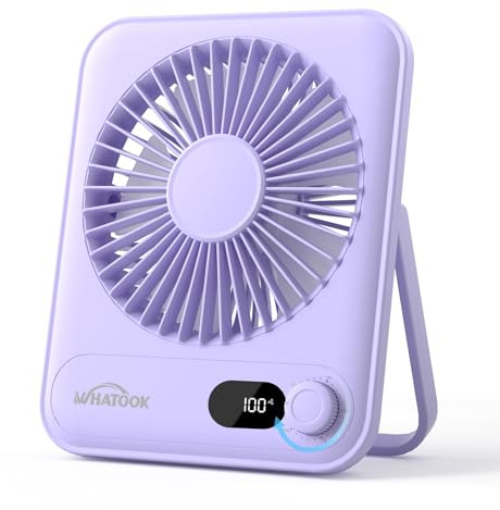 WHATOOK Mini Desk Fan, USB-C Rechargeable 2000mAh, 100 Speeds, Ultra-Slim
