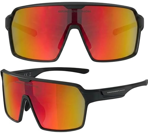 grinderPUNCH Lentes de sol deportivos polarizados para hombres y mujeres, lentes de sol ligeros con protección UV para béisbol, picketball, nieve, senderismo, ciclismo, correr, pesca (rojo), Rojo