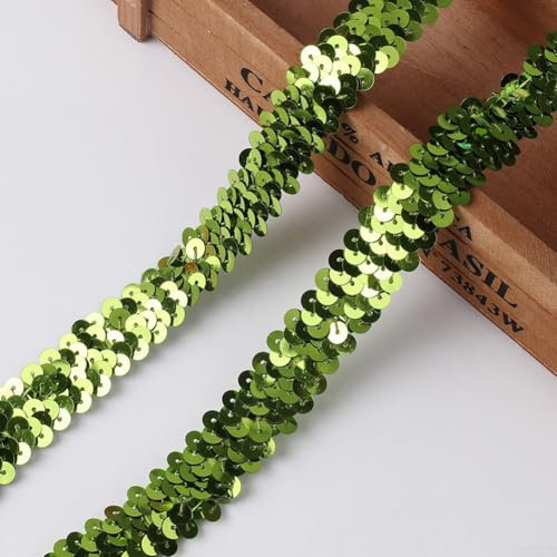 20 mm elastische Pailletten-Bordüre, geeignet für Kleidungsdekoration, Kopfschmuck und Bastelbedarf (9,1 m #7)