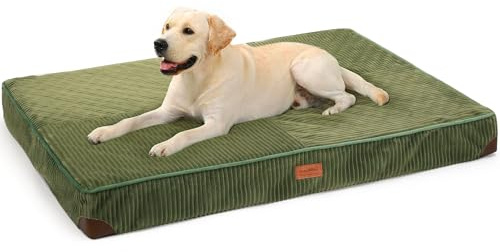 FUKUMARU Letto per Cani, Letto Ortopedico in Velluto a Coste Morbido con Rivestimento Lavabile, Impermeabile e Sfoderabile, Materassino Cane Confortevole con Base Antiscivolo, Verde