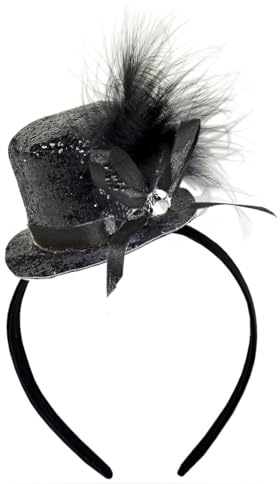 Hatstar Party Zylinder Haarreif | Partyhut Kopfschmuck für Silvester, Fasching & Karneval | Kostüm Haarschmuck für Herren, Damen & Kinder (schwarz)