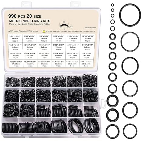 990 Pièces O-Ring Assortiment Joint Torique en Caoutchouc, O Ring Joints D'étanchéité Kit de 20 tailles