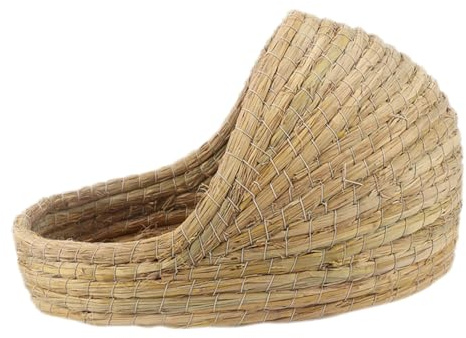 HIAKDOFT Maison en Paille pour Petits Animaux Cachette Naturelle Lit D’Herbe Taille Grosse pour Hamster, Lapin, Cochon D’Inde Habitat Écologique Et Confortable pour Rongeurs Et Félins