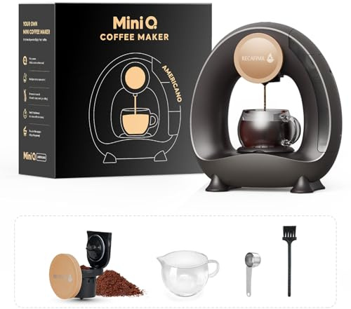 RECAFIMIL Mini-Einzelportionskaffeemaschine für gemahlenen Kaffee, Schnellbrüh-Einzeltassen-Kaffeemaschine mit 240 ml abnehmbarem Wasserbehälter, Americano-Kaffeemaschine (Schwarz)
