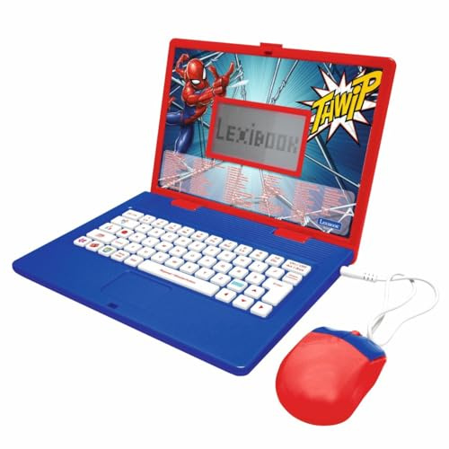 Lexibook Spider-Man - Educational and Bilingual Laptop German/English - Toy for Child Kid (Boys & Girls), 124 Activities, Learn Play Games and Music with Spider-Man - Red/Blue JC598SPi3LXB