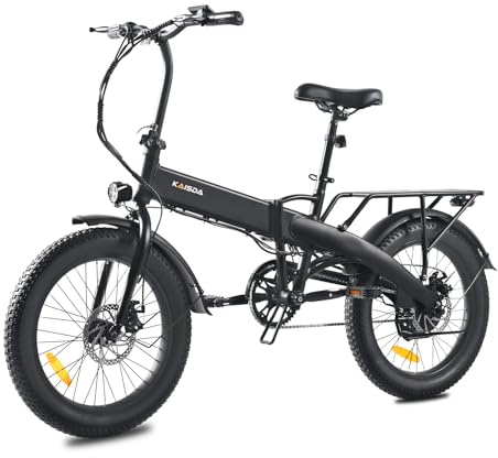 KAISDA Bici Elettrica Pieghevole 20 Pollici Bicicletta Elettrica da 36V 10.4Ah, 20x3.0 Pneumatici Larghi fino a 60 km, Display LCD, Portapacchi posteriore, E-CityBike per Donne e Uomini Adulti
