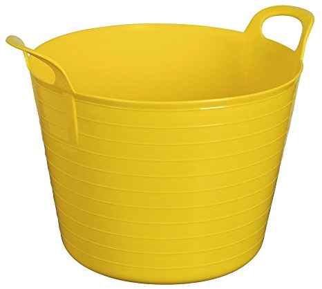Easy Shopping 3 X 42 Litre Large Flexi Tub Garden Home Flexible Colour Rubber Storage Container Bucket Polyethylene Flex Tub- MADE IN U.K. (Yellow)