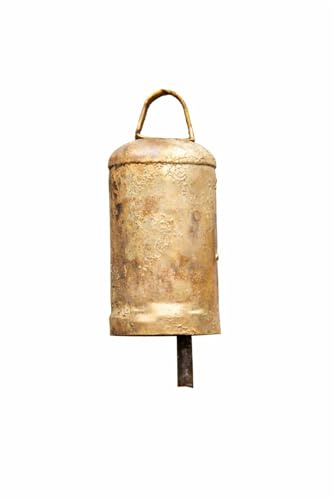 6 Pack 4 Inch Metal Hanging Bells with Striker – Deep Resonant Chime Sound, Rustic Tin Cow Bells for Crafts, Wedding Decor, Wind Chimes, Door & Farm Use