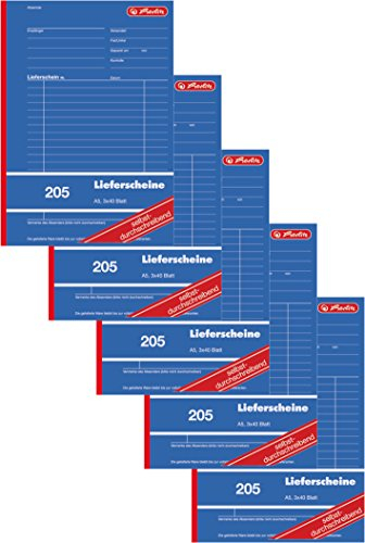 Herlitz 883546 Lieferschein-Buch A5 205 3x40 Blatt, selbstdurchschreibend (5 Stück, DIN A5)