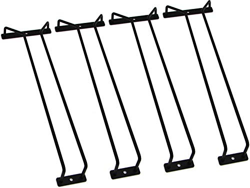 RedDreamer 14-Inch Black Wine Glass Rack, Under Cabinet Wine Glass Holder Stainless Steel Chrome Finish Stemware Rack - Hanging Stemware Holder for Cabinet Kitchen Bar, Set of 4