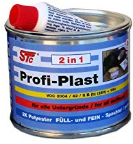 STC Profi Plast 2in1 2K Karosserie Polyester Spachtelmasse Füllspachtel Feinspachtel Dose inkl. Härter (250 g Dose)