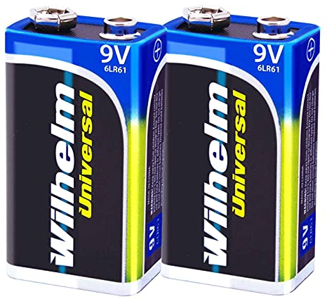2 x Wilhelm Universal 9V Block Batterien auch für 10 Jahres Rauchmelder geeignet Longlife Blockbatterie für maximale Lebensdauer 6LR61 9 Volt