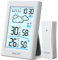 BALDR Stazione meteo radio con sensore esterno, orologio radio DCF digitale per interni ed esterni, termometro igrometro con schermo LCD