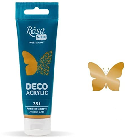 Krevo Art Metallisch Glitzernde Acrylfarbe - Antik Gold, 75ml - Schnell trocknend, ungiftig - Ideal für Acryl, Kunststoff, Holz, Terracotta, Papier und Pappe