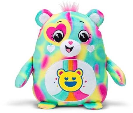 Care Bears – Basic Fun Good Vibes Bear 25 cm Squishes – Weiches, sammelbares Kuscheltier für Kinder ab 4 Jahren, mit ikonischem Bauchabzeichen