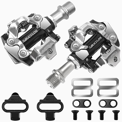 BUCKLOS Bike Clip Pedals MTB Mountain Bike Clipless Dual Sided Pedals 9/16