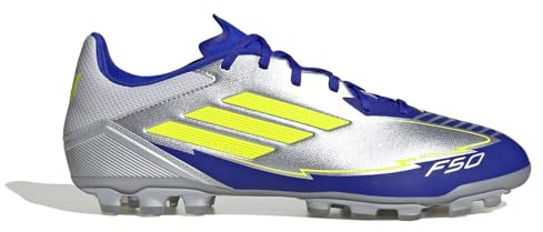 adidas Unisex - Vuxen F50 LEAGUE Football boots Artificial Ground, silver met./solar yellow/lucid blue, 48 EU