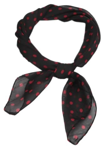 Whakano elegant sidenscarf dam, 65 x 65 cm, prickig huvudduk dam, chiffong halsduk, bandana, kvadratisk halsdukar, liten mjuk kvadratisk sidenscarf, gåva för kvinnor, Svart röd prick, Einheitsgröße
