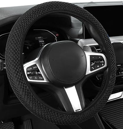 Flaconi Copristerzo Auto Universale - Coprivolante per Auto, SUV, Camion - Copri Manubrio e Sterzo (Nero)