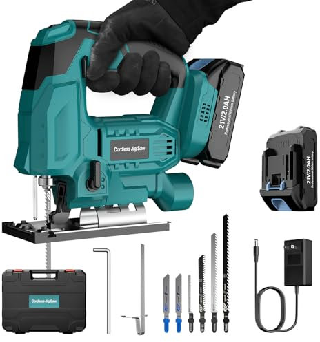 CAMXTOOL Cordless Jig Saw with Battery & Charger, Jigsaw Tool for Makita 18V Battery, with LED Light, Varible Speed, Bevel Angle (0°-45°), 3-Position Orbital Jig Saw for Wood PVC Metal Cutting