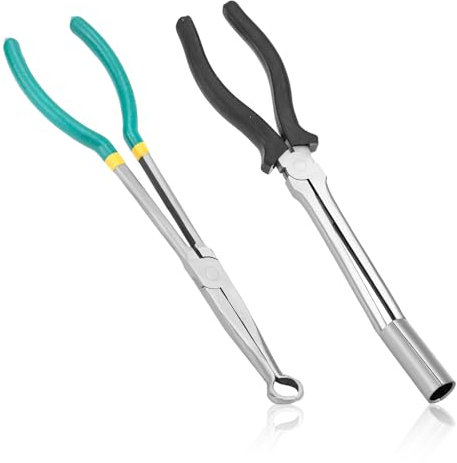 Gosknor 2 Uds Herramienta Extractor Bujías, Tipo Manguito y Redondo Alicates para Bujías Alicates Punta Larga Sacar Bujías Herramienta de Extracción de Bujías para Automóviles