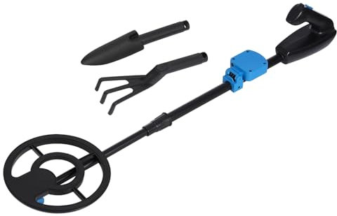 ROMYIX Metalldetektor för barn, vikbar och justerbar metalldetektor för barn 71 cm – 96 cm, LCD-skärm, metalldetektor med hög precision med vattentät spole (blå)