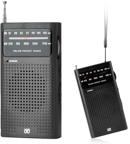 AZURAOKEY Bande complète AM FM Small Radio, FM AM Portable Radio Batterated (2AA), récepteur Mondial avec Haut-Parleur et Prise Casque pour Une Utilisation intérieure, extérieure et d'urgenc
