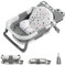 UBRAVOO Faltbar Baby Badewanne Mit Rutschfestem Badekissen - Babywanne Mit Baby Badewannensitz & Badethermometer - Von Der Geburt Bis 3 Jahre - Geburtsgeschenke Für Mädchen & Jun (GRAU)