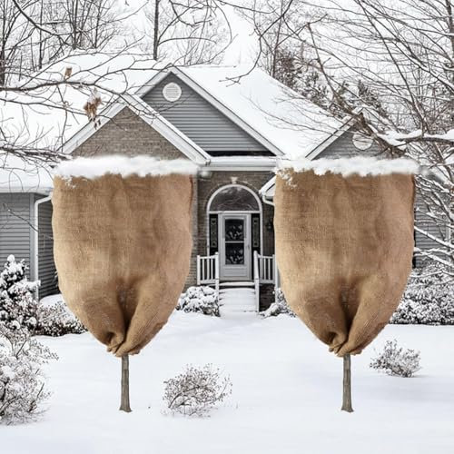 Sacs d'hiver en toile de jute respirante pour protéger vos plantes du gel et des dommages (60 × 80 cm)