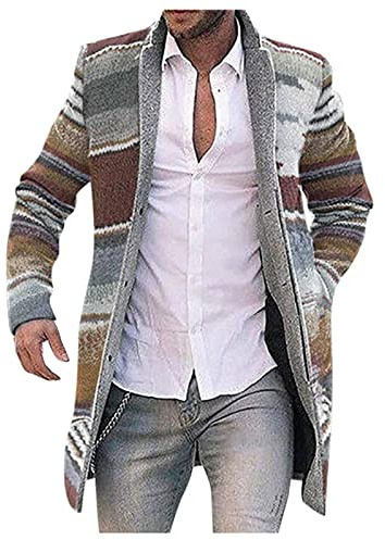 Generisch, cappotto in lana a maniche lunghe da uomo, cappotto invernale lungo, cardigan caldo, giacca a vento lunga e sottile, giacche colorate, giacca con bottoni, cappotto casual, cappotto esterno