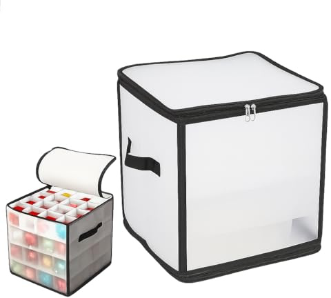 Hillylolly Caja Almacenamiento Bolas de Navidad, Caja Guardar Bolas Navidad, Capacidad para 64, Bolas Navideñas, para Almacenar (Negro, 31 * 31 * 30cm)