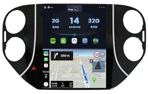 MISONDA Android 14 bilradio för VW Tiguan (2010-2015)-[2 GB + 32 GB]- backkamera - 9,7 tum 2 din- stöd SWC 4G WiFi BT Dab RDS trådlös Carplay Android Auto